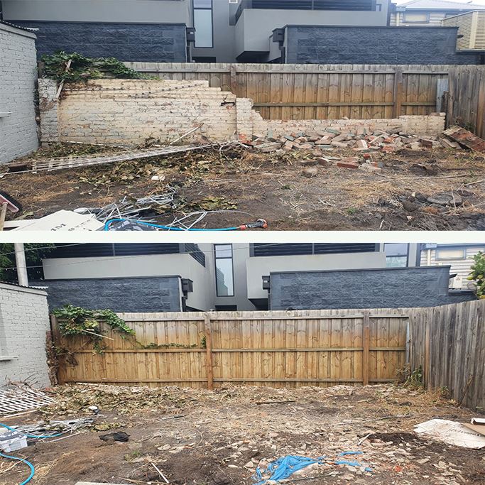 Before and after backyard rubbish removal Melbourne