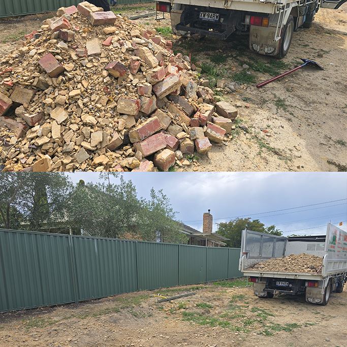 Pile of construction rubble and broken concrete cleared in Melbourne