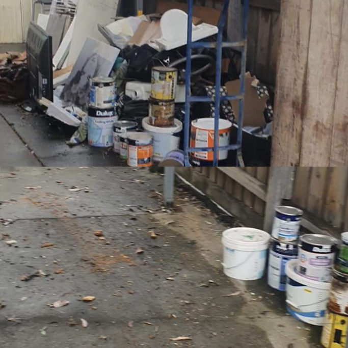 Paint tins and hard rubbish cleared from a Melbourne property