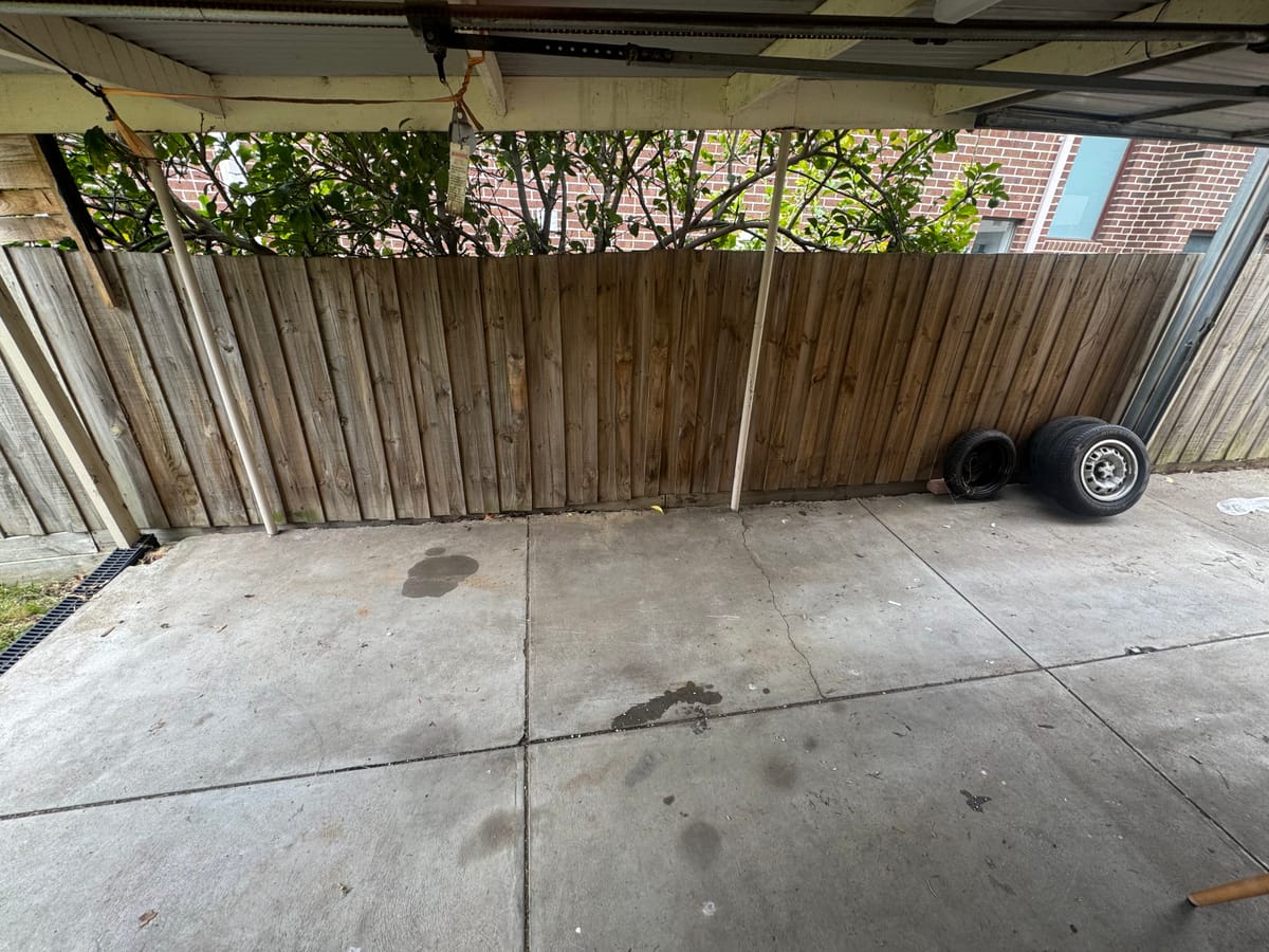 Empty carport after household junk removal in Melbourne